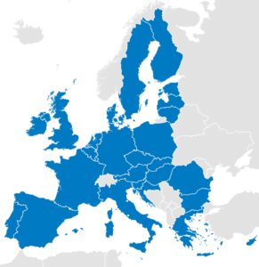 EU: s politiska karta med gränser